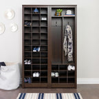 Prepac Elegant Brown Shoe Storage Cabinet, Space-Saving Solution with Cubbies for 36 Pairs, 13"D x 23.5" W x 72.5" H