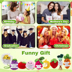 VioraWhite 18 Pcs Mixed Positive Animal Emotional Dolls Bulk Encouragement Emotional Knitted Crochet Gifts with Positive Words for Friends Coworker Decorations for Home Office