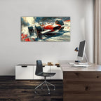 Abstract Race Car Wall Art Vintage Formula Racing Canvas Painting Car Posters Retro Open Wheel Speed Artwork for Boys Bedroom Man Cave Garage Office Living Room Home Decoration Motorsport Decor 24x48"