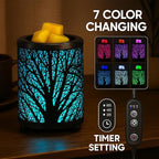 Leyoue Electric Wax Melt Warmer with Timer - PTC Heating Plate & 7 Colors LED Changing Light, Fragrance Warmer for Home, Office, Gifts & Decor (Black Forest)