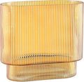 Ribbed Glass Vase, Amber Glass Vase, Fluted Short Vases for Flowers, Modern Vases for Living Room, Dining Room, Bathroom, Desk, Shelf, Wedding, Office, 7 Inches