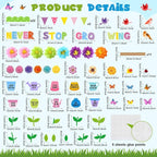 73 Pcs Spring Bulletin Board Decoration Set with 3D Paper Flower Never Stop Growing Classroom Decor Inspirational Bulletin Board Decoration for Spring Theme School Home Chalkboard Wall Decor