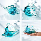 Blown Glass Conch Shell Sculpture, 8.2" Sea Glass Art Decor, Conch Shell Decorative Statues, Seashell Sculpture for Dining Tables, Entryways, Coffee Tables, Living Room, Shelf Fillers Gift for Women