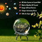 IFOLAINA 3D Solar System Crystal Ball 60mm Laser Engraved Glass Sphere Home Decor with Stand Solar System Planet Model Decor Space Universe Gifts for Astronomy Lovers
