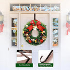 Wreath Hanger for Front Door,Adjustable Metal Wreath Hanger from 12-20", Hold Up 20lb, Indoor or Outdoor Over The Door Wreath Hook Hanger for Easter Spring Halloween Xmas Wreath Decorations (Bronze)