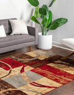 Unique Loom Barista Collection Area Rug - Kouillou (7' 1" x 10' Rectangle, Multi/ Brown)