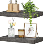 HOOBRO Floating Shelves for Wall, Wall Mounted Shelf Set of 2, 15.7" Hanging Shelf with Invisible Brackets, for Wall Decor Storage in Bathroom Bedroom Kitchen Livingroom Office, Charcoal Gray BC40BJ01