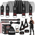 Resistance Band Set. Exercise Bands with Handles, Door Anchor and Ankle Strap. Home Gym, Supports Full-Body Workouts - with Training Guide and Fitness Video