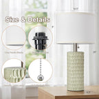 Reaketon Table Lamps for Living Room Set of 2, Ceramic Table Lamps for Bedroom, 20" Modern Lamps for Night Stands, Light Green