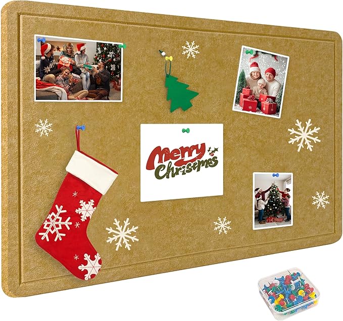 Large Bulletin Board - Foldable 24x18 Inches Cork Board Alternative with 20 Push Pins, Self-Adhesive Felt Bulletin Board for Wall, Home Office Classroom Decor