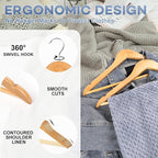 Wooden Hangers 30 Pack, Heavy Duty Wood Hangers for Coats, Suits, Jackets, Closet & Pants Durable Premium Wood Hangers with 360-Degree Rotatable Hook and Notches, Natural