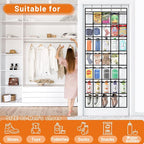 Aheroi 2 Pack 35 Pockets Over Door Shoe Organizer, White, Holds Up to 40 lbs, Mesh Pockets, Foldable, Hanging Shoe Rack
