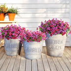 Homsunny Artificial Fake Flowers Plants for Outdoors - 12 Bundles Fake Plants Faux Silk Flowers Outside, UV Resistant for Planter Front, Porch, Garden, Patio, Spring Decor