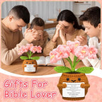 Wavwavw Christian Gift for Women Positive Handmade Crochet Doll with Bible Verse Prayer Card Inspirational Scripture Religious Crochet for Christmas Sunday Group Church(Not Forget Me)