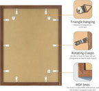 12x16 Picture Frame 3 Pack - Brown Poster Frame Display Pictures 8.5x11 with Mat or 12 x 16 Without Mat for Wall Hanging Horizontal and Vertical