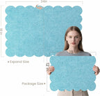 Lightomorrow Scalloped Bulletin Board, 24 x 18 Inches Felt Pin Board - Decorative Cork Alternative for Wall, Foldable Picture Self-Adhesive Vision Prayer Board with 20 Pushpins - Turquoise Blue