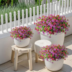 Artificial Fake Outdoor Plants Flowers for Spring Decoration, 12 Bundles UV Resistant Faux Daisy Silk Flower with Eucalyptus Stem for Outside Planters Porch Patio Yard Garden (Light Purple Fuchsia)