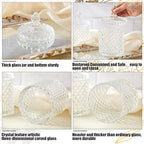 Aoriher 4 Pcs Crystal Glass Candy Jar Set with Lids Home Decorative Storage Jars for Apothecary, Bathroom, Kitchen, and Pantry, Ideal for Cotton Swabs and Jewelry(Large,Clear)