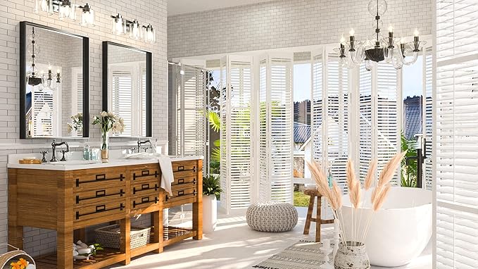 Keonjinn Black Bathroom Mirror 22 x 30 Inch, Brushed Black Framed Mirror for Over Sink, Rectangle Wall Vanity Mirrors with Square Corner, Alumium Frame, Modern Farmhouse Style