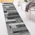 FlyDOIT Modern Geometric Patchwork Area Rug, 2.7x10 Grey Runner Rugs for Living Room, Rockwood Collection Indoor Rugs for Bedroom, Throw Carpet Floor Decor for Entryway Dining Room Office Nursery