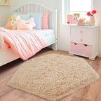 4x4.6 Feet Beige Hexagon Rugs for Princess Tent, Ultra Soft Fluffy Hexagon Area Rug for Bedroom, Cute Shag Rugs for Girls Room, Fuzzy Plush Carpet for Kids Room Tent Castle Home Decor