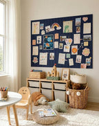 Aothia 12-Pack Felt Bulletin Board Tiles - 48x36 Modular Pin Board for Walls, 0.2" Thick Cork Board Alternative for Office & Classroom, 70 Adhesive Tabs & 40 Pushpins Included (Navy Blue)
