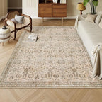 Lahome Boho Beige Fall Rugs for Living Room, Washable Bedroom Area Rug 5x7 Non-Slip, Soft Vintage Stain Resistant Nursery Carpets for Home Decor Non-Shedding, Soft Amber