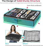 Onlyeasy Under Bed Shoe Storage Organizer For Closet, 4 Pack Fit 12x4 Pairs, Underbed Solution Shoes Container Bags with Sturdy Sidewall & Reinforced Handles, Breathable, Linen-like Black, MXAUBSB4P