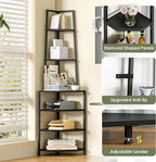 VECELO 6 Tier Corner Shelf 69 Inch Industrial Bookshelf with Metal Frame, Multipurpose Tall Plant Stand with Opening Display Shelves for Living Room, Bedroom, Home Office, Small Space, Black