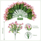 24 Bundles Artificial Flowers for Outdoor Realistic Faux Flower Spring Summer Garden Home Decoration, Hanging Daisy with Eucalyptus Leaves Fake Plants Greenery Balcony Porch Patio Front Door Decor
