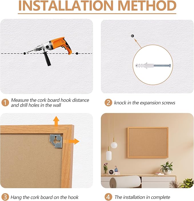 2 Pack Cork Board Bulletin Board 30" x 42", Oak Framed 4x3 Corkboard, Office Board for Wall Decor, Large Wall Mounted Notice Pin Board with 30 Push Pins for School, Home & Office