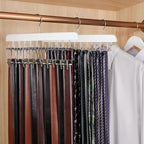 TOPIA HANGER 20 Hooks 2 in 1 Belt Tie Hanger for Closet Max 30 Belts with 30 Ties Capacity, Belt Tie Racks Wooden Hanger for Closet Organizer Storage “U” Fit for Belt and “一” Fit for Tie - CT47W