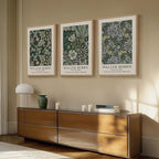 Framed William Morris Canvas Wall Art Set of 3, Green Vintage Floral Prints, Boho Farmhouse Botanical Decor for Living Room Bedroom Hallway Office, 16x24 Inch