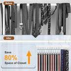 TOPIA HANGER 20 Hooks 2 in 1 Belt Tie Hanger for Closet Max 30 Belts with 30 Ties Capacity, Belt Tie Racks Wooden Hanger for Closet Organizer Storage “U” Fit for Belt and “一” Fit for Tie - CT47W