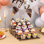 ANDGOO 10 Pack Large Acrylic Display Risers Stands, 2 Set(10”L~11”L~12”L) Clear Black Cupcake Holder Stand, Easy to Store Clear Perfume Display Stand, Display Risers for Home Decoration Retail Stores