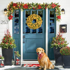 20 Inch Spring Summer Wreaths for Front Door, Artificial Flowers Violet Silk Floral Wreaths with Fake Plants Green Eucalyptus Leaves for Outdoors Farmhouse Wall Wedding Porch Home Decor