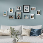 Vittanly Picture Frames Set of 10, Picture Frames Collage Wall Decor with Two 8x10, Four 5x7, and Four 4x6 Photo Frames, Gallery Wall Frame Set for Wall or Tabletop Display, Black, Grey and White