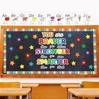 Classroom Bulletin Board Decoration Set Welcome Banner Wall Door Decor Colorful Classroom Decorations for Kindergarten Preschool Elementary Middle School (Braver, Stronger, Smarter)