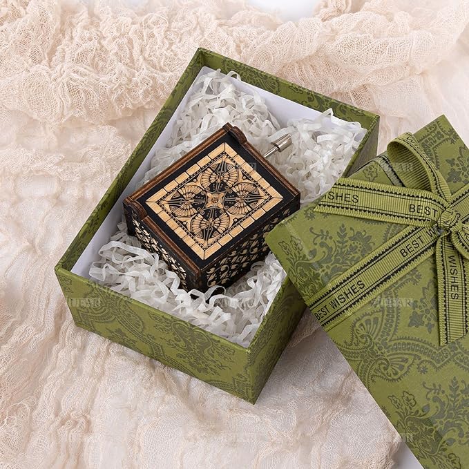 AUEAR, You are My Sunshine Wooden Music Box Hand Crank Laser Engraved Vintage Musical Small Unique Gift for Birthday Wedding Christmas Valentines Day (Style B)