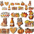 Sintuff 36 Pieces Fall Tree Ornaments Thanksgiving Wooden Hangings Decorations for Small Tree Harvest Vintage Pumpkin Gnome Maple Leaf Party Wood Hanging Sign Fall Autumn Home Party Supplies