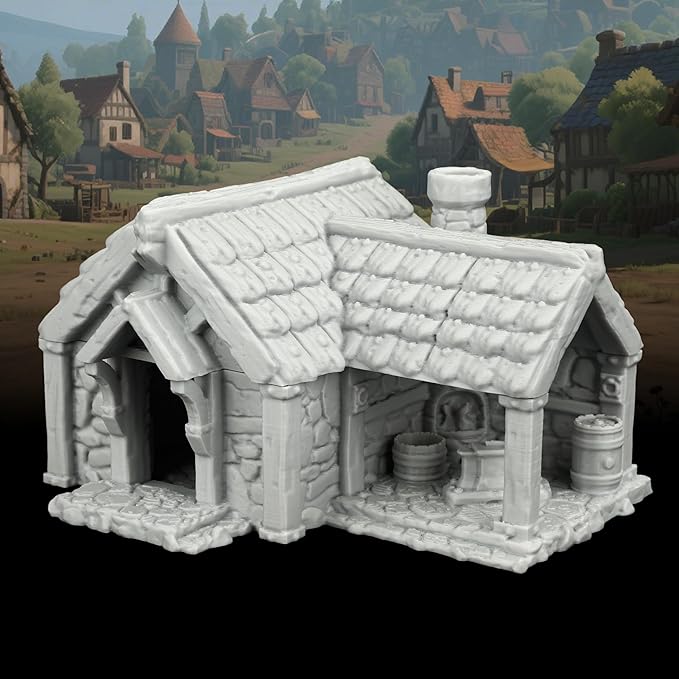 Medieval Scenery – 25mm Scale Unpainted Tabletop RPG Terrain, Premium Map Props for Trench Crusade & Dungeons and Dragons – Medieval Village I AF1124I