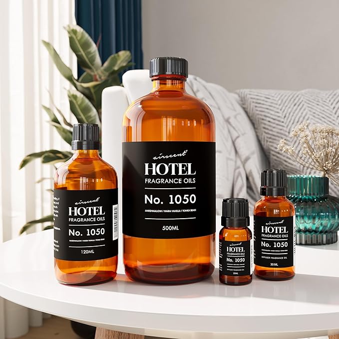 AirScent Warm Vanilla Hotel Diffuser Oil No. 1050 - Marshmallow Vanilla Tonka Bean - Premium Fragrance Oil for Ultrasonic and Waterless Diffusers and Crafting - 30 mL, 1 fl oz Dropper Bottle