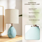 Dawnwake 18.5" Table Lamp Set of 2 for Living Room Bedroom, Bedside Lamps for Night Stands, Desk Nightstand Lamp Dimmable, Modern Linen Cream Ceramic Lamps (Blue)