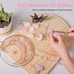 Dream Catchers Tree of Life Dream Catcher Rose Quartz Dreamcatcher Wall Decor with Healing Crystal Stone Dream Catcher Crystals for Windows for Bedroom Home Decor Birthday Garden-Pink