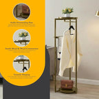 Kings Brand Furniture Suit Valet Stand, Coat Rack with Rods & Storage Trays - Tie Jacket Hanger, Freestanding Clothing Organizer Perfect for Bedrooms & Entryways, Lemon Pepper