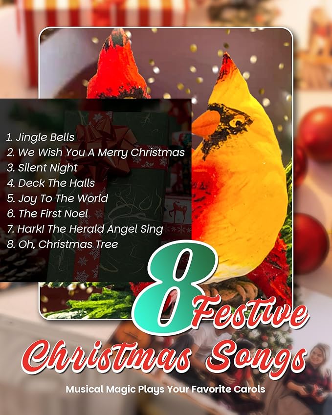 Christmas Cardinal Snow Globe Light up Lantern with 8 Songs, 6.7" White Christmas Snow Globes for Kids Adults, 6H Timer & Dual Power, Snowglobes Christmas Decorations Indoor, Gifts for Women Men