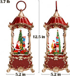 Snow Globes Lantern Home Decor Accent for Child Santa Claus Tree Auto Snowfall Glitter Music Collection with 6H Timer USB/Battery Powered 12.5 inch