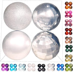 Emopeak 4Pcs Christmas Balls Ornaments for Xmas Christmas Tree - 4 Style Shatterproof Christmas Tree Decorations Hanging Ball for Holiday Wedding Party Decoration (Silver, 4"/10CM)