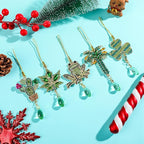 5Pcs Hanging Christmas Ornaments Christmas Tree Green Crystal Drop Pendant for Xmas Wedding Party Gifts Crystal Suncatchers Indoor Home Decor