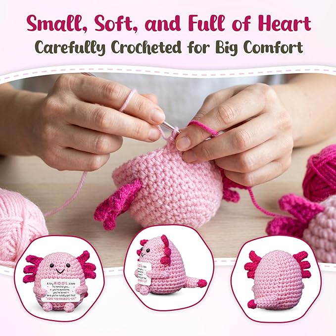 OASSIE Kindergarten Graduation Gifts for Kids - Positive Crochet Animals Axolotl - 6 7 8 9 10 11 12 Years Old Inspirational Birthday Preschool Teen Girl Gifts Trendy Stuff for Kids Teens